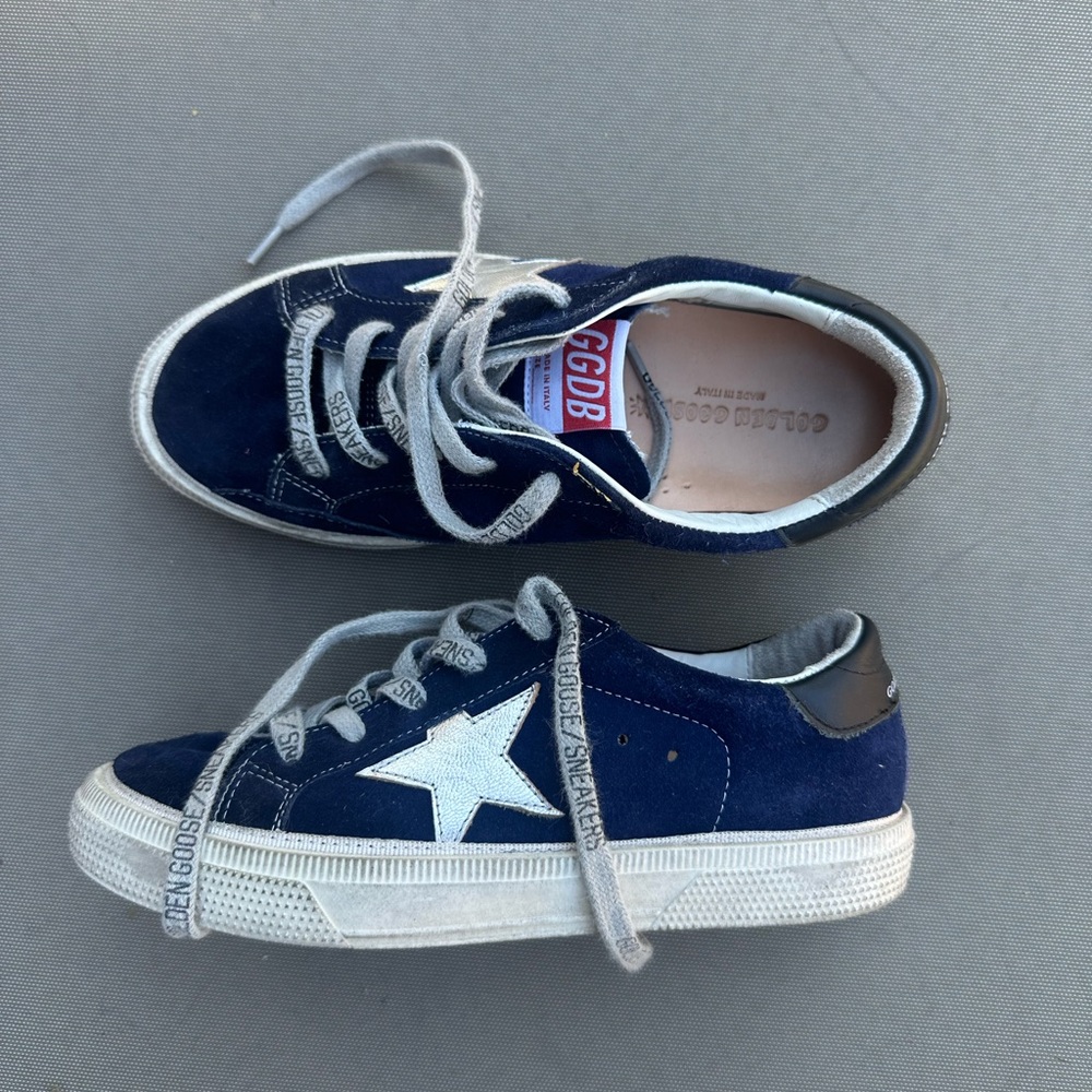 Golden Goose Kids Navy and White Star Sneakers